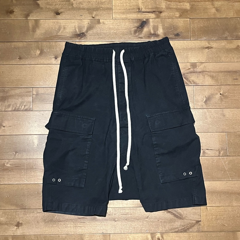 Rick Owens Style Black Cargo Shorts